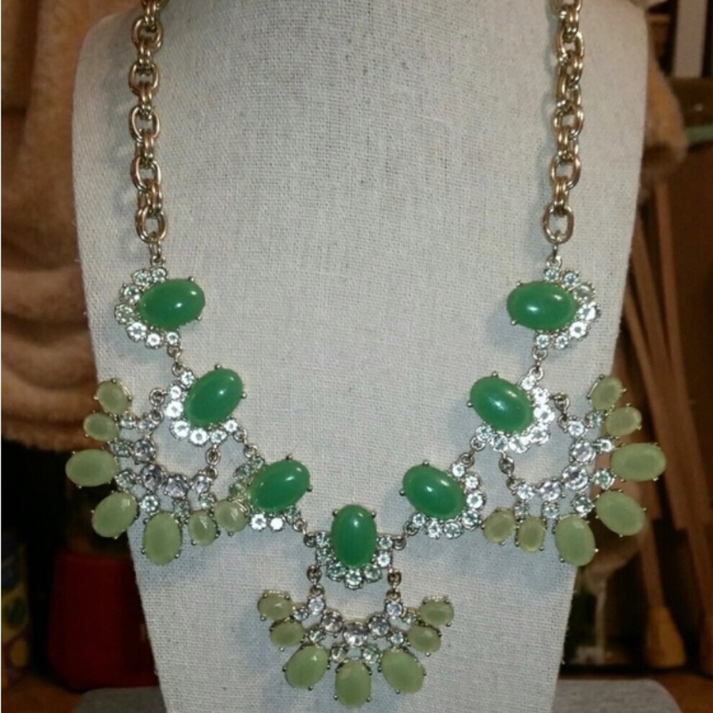 J.Crew Shades of Green Statement Necklace